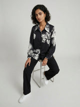 Women Shirt Print Black Relaxed Fit