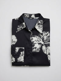 Women Shirt Print Black Relaxed Fit