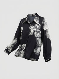Women Shirt Print Black Relaxed Fit