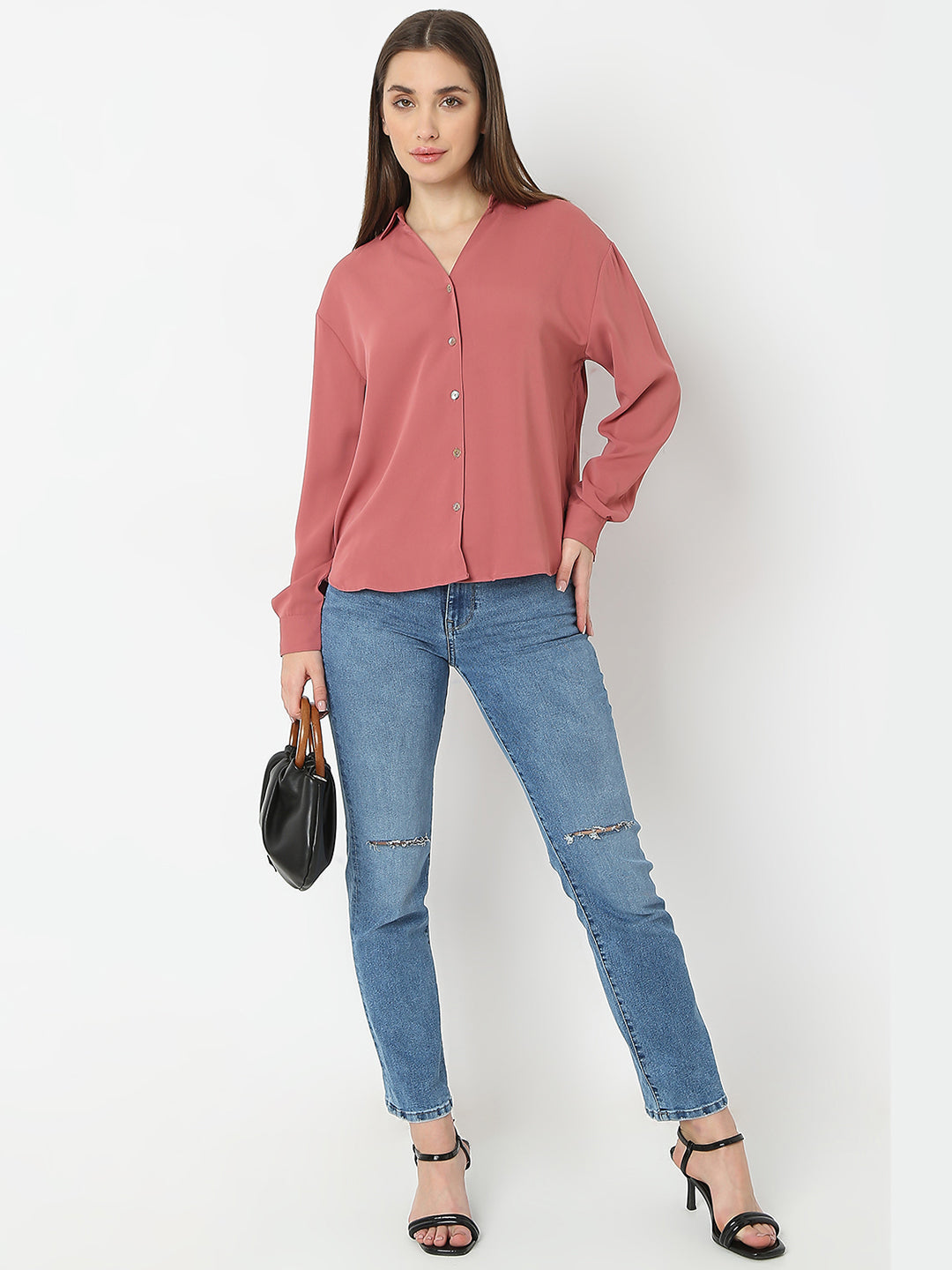 Spykar Blush Pink Regular Fit Shirt For Women