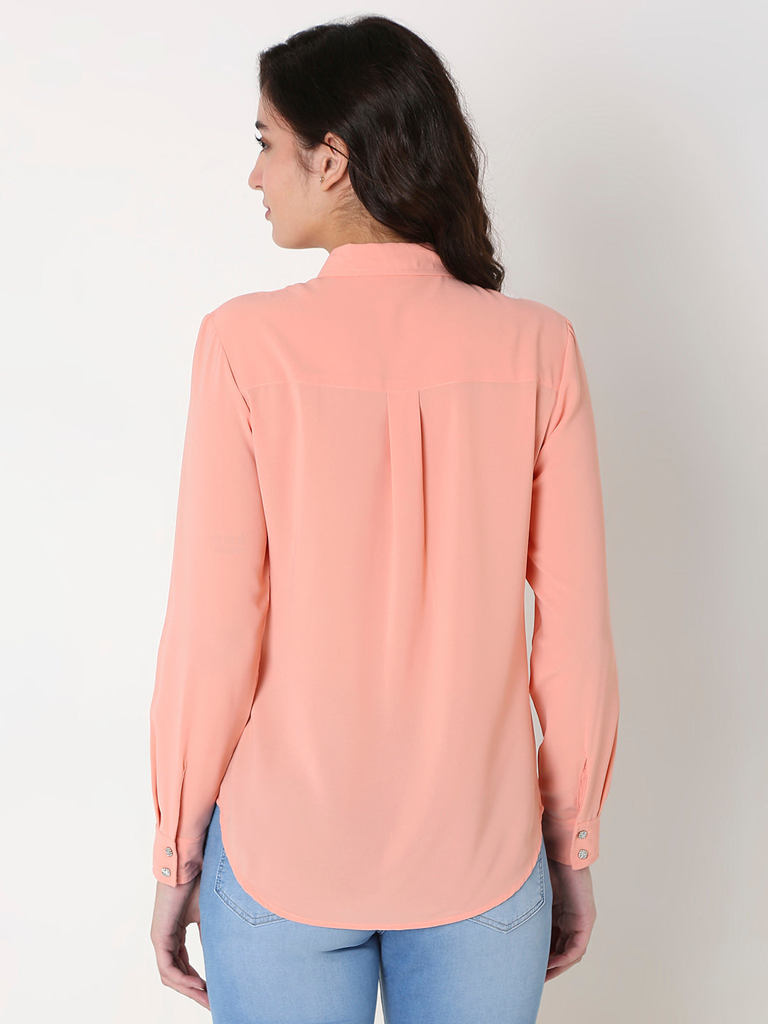 Spykar Women Coral Long Sleeves Shirt