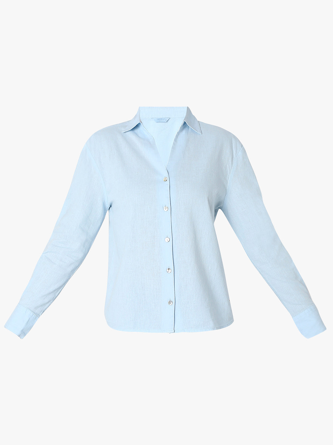 Spykar Women Sky Blue Full Sleeves V-Neck Shirt