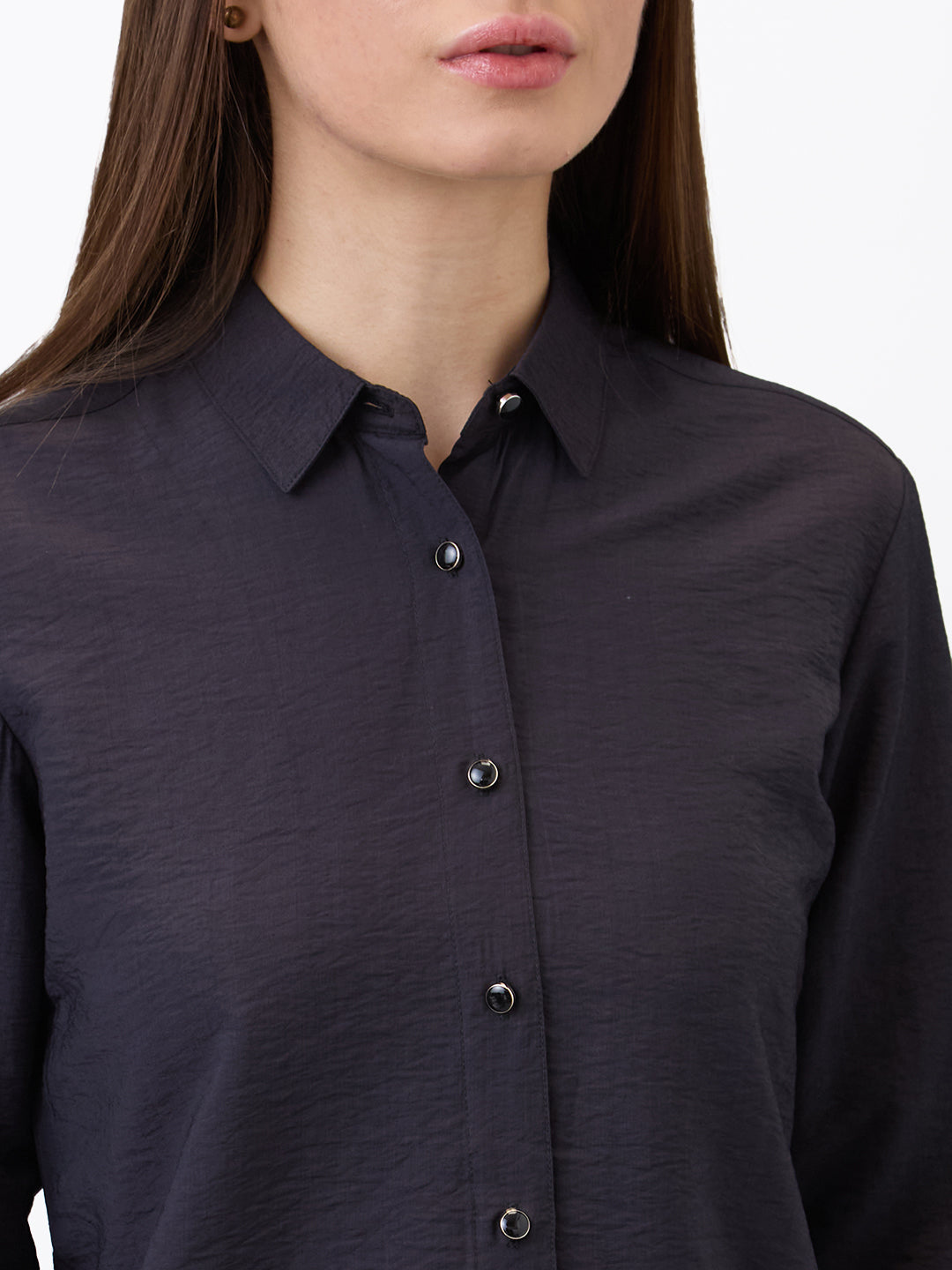 Spykar Black Regular Fit Solid Full Sleeve Shirt For Women