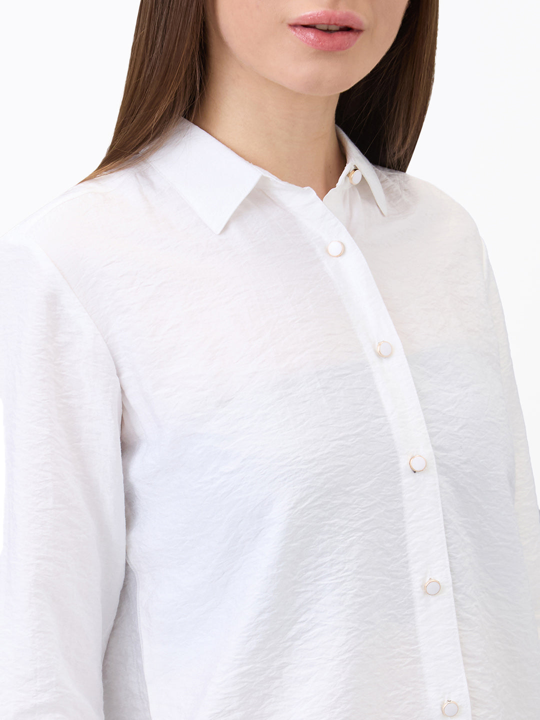 Spykar White Regular Fit Solid Full Sleeve Shirt For Women