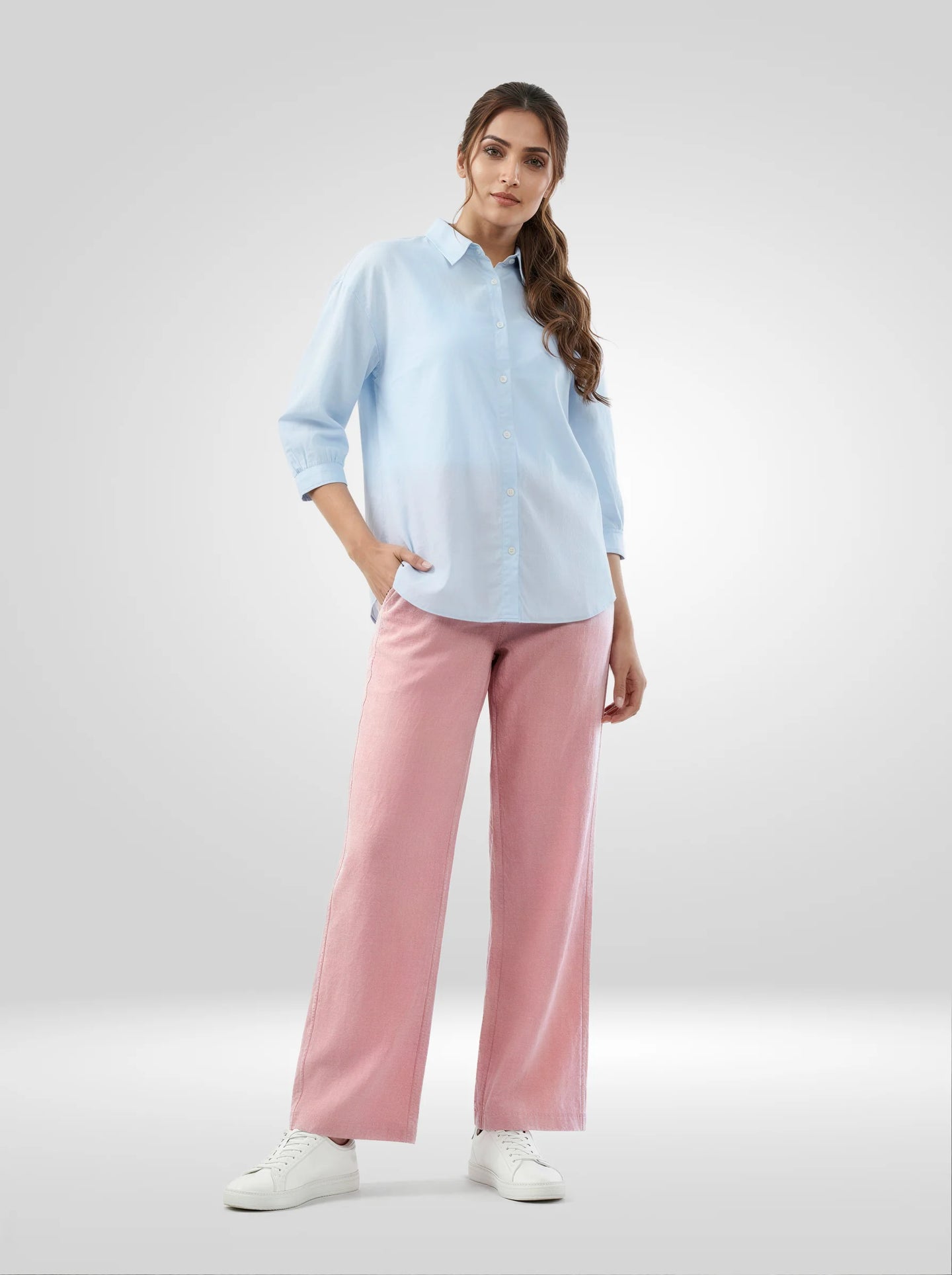 Women Shirt Solid Blue Regular Fit