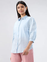 Women Shirt Solid Blue Regular Fit