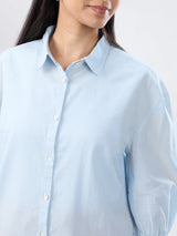 Women Shirt Solid Blue Regular Fit