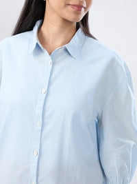 Women Shirt Solid Blue Regular Fit