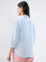 Women Shirt Solid Blue Regular Fit