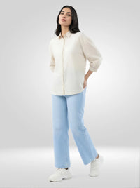 Women Shirt Solid White Regular Fit