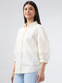 Women Shirt Solid White Regular Fit
