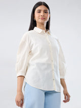 Women Shirt Solid White Regular Fit