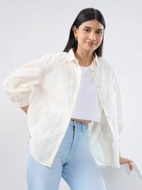 Women Shirt Solid White Regular Fit