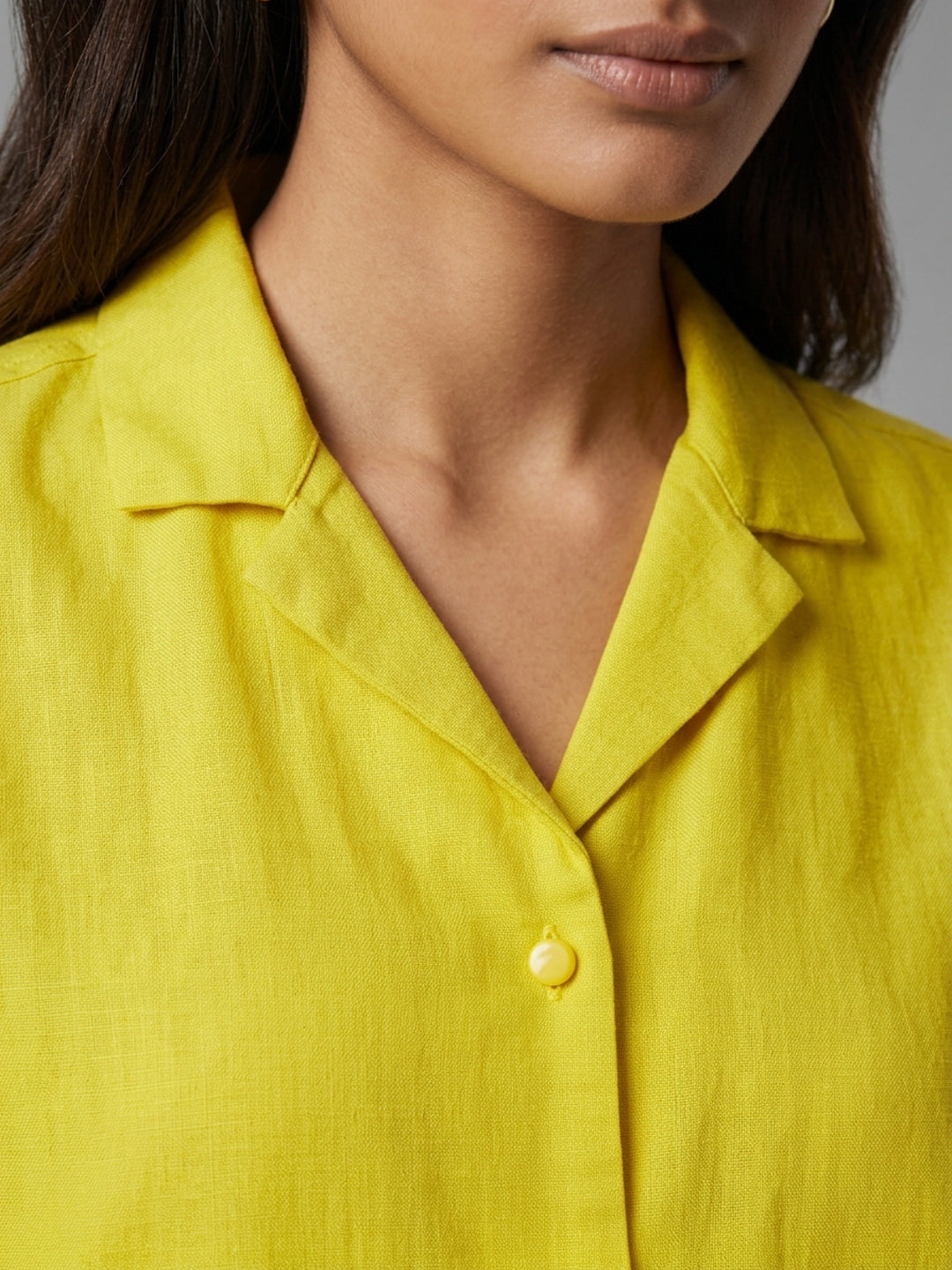 Women Shirt Solid Yellow Boxy Fit