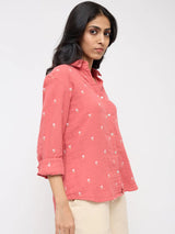 Women Shirt Solid Pink Regular Fit