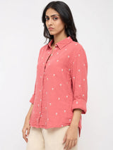 Women Shirt Solid Pink Regular Fit