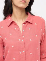 Women Shirt Solid Pink Regular Fit