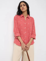 Women Shirt Solid Pink Regular Fit