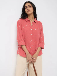Women Shirt Solid Pink Regular Fit