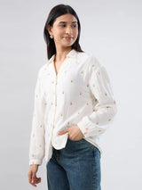 Women Shirt Solid White Regular Fit