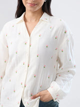Women Shirt Solid White Regular Fit