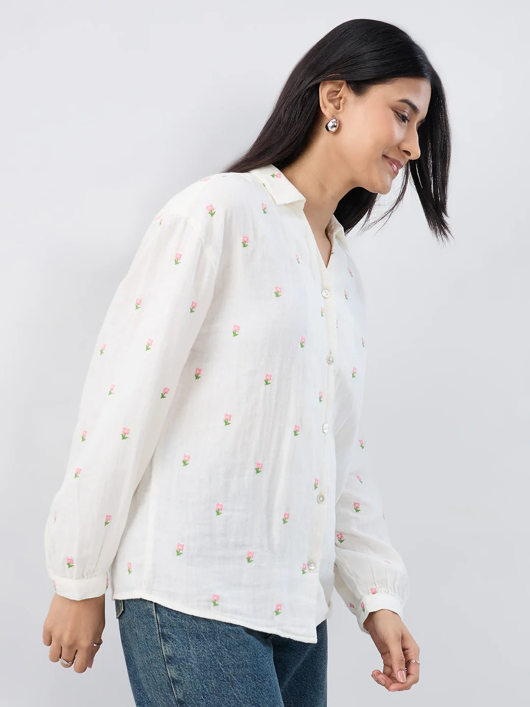 Women Shirt Solid White Regular Fit