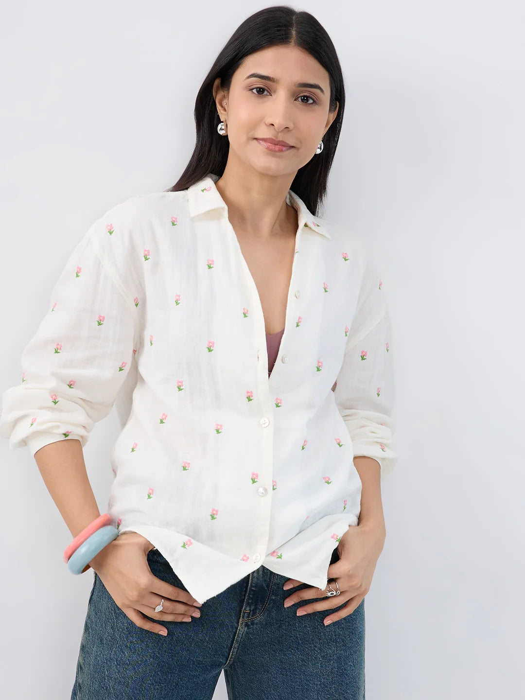 Women Shirt Solid White Regular Fit