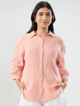 Women Shirt Solid Pink Regular Fit
