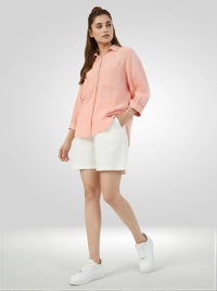 Women Shirt Solid Pink Regular Fit