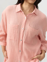 Women Shirt Solid Pink Regular Fit