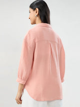 Women Shirt Solid Pink Regular Fit