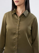 Women Shirt Solid Green Regular Fit