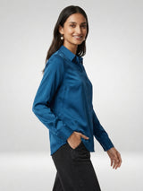 Women Shirt Solid Blue Regular Fit