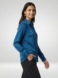 Women Shirt Solid Blue Regular Fit