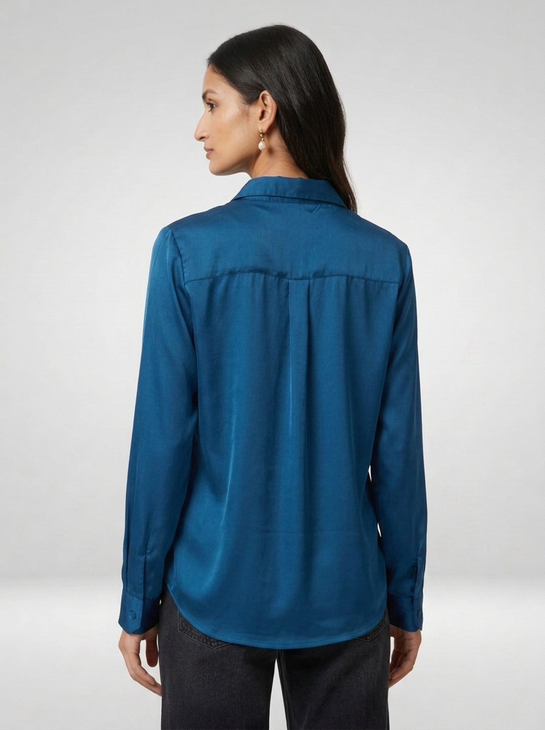 Women Shirt Solid Blue Regular Fit