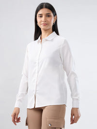 Women Shirt Solid White Regular Fit