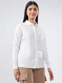 Women Shirt Solid White Regular Fit