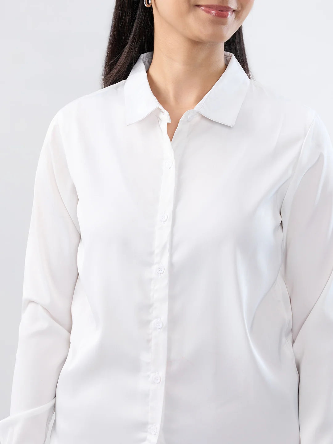Women Shirt Solid White Regular Fit
