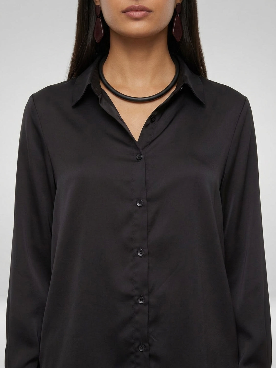 Women Shirt Solid Black Regular Fit
