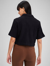 Women Shirt Solid Black Loose Fit