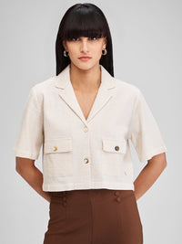 Women Shirt Solid White Loose Fit