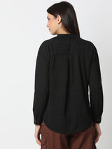 Women Shirt Solid Black Regular Fit