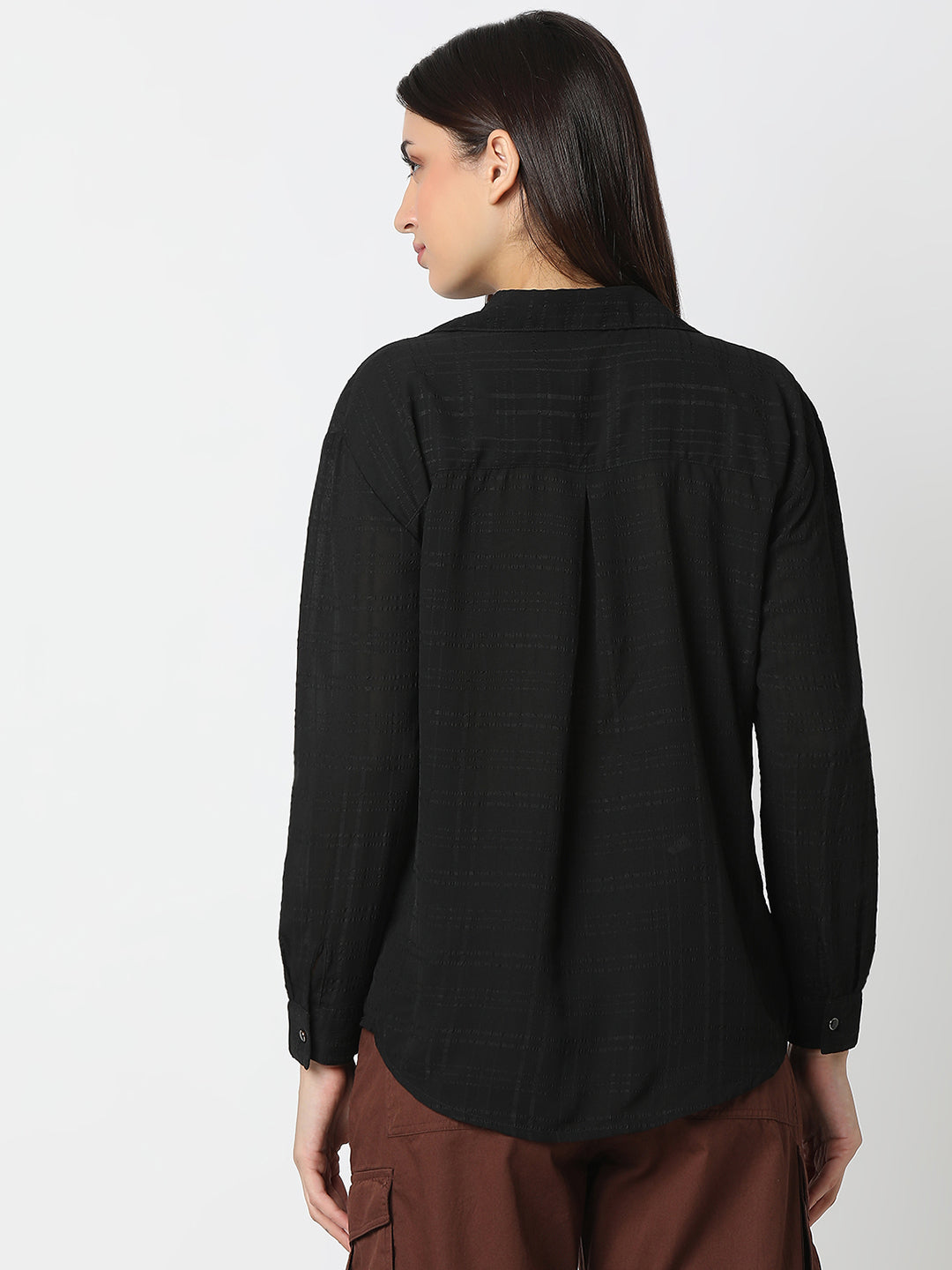 Women Shirt Solid Black Regular Fit