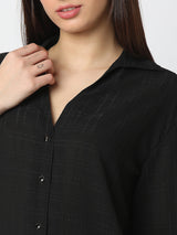 Women Shirt Solid Black Regular Fit