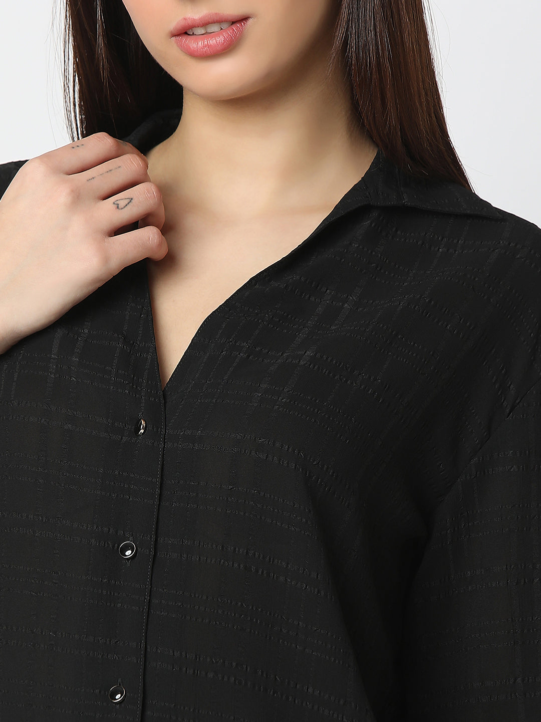 Women Shirt Solid Black Regular Fit