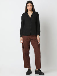 Women Shirt Solid Black Regular Fit