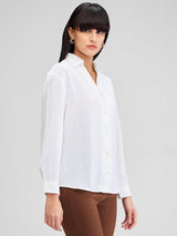 Women Shirt Solid White Regular Fit