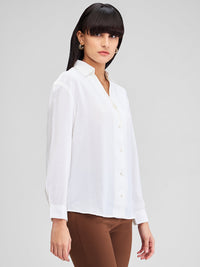 Women Shirt Solid White Regular Fit
