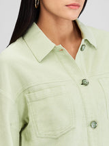 Women Shirt Solid Green Boxy Fit