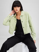 Women Shirt Solid Green Boxy Fit